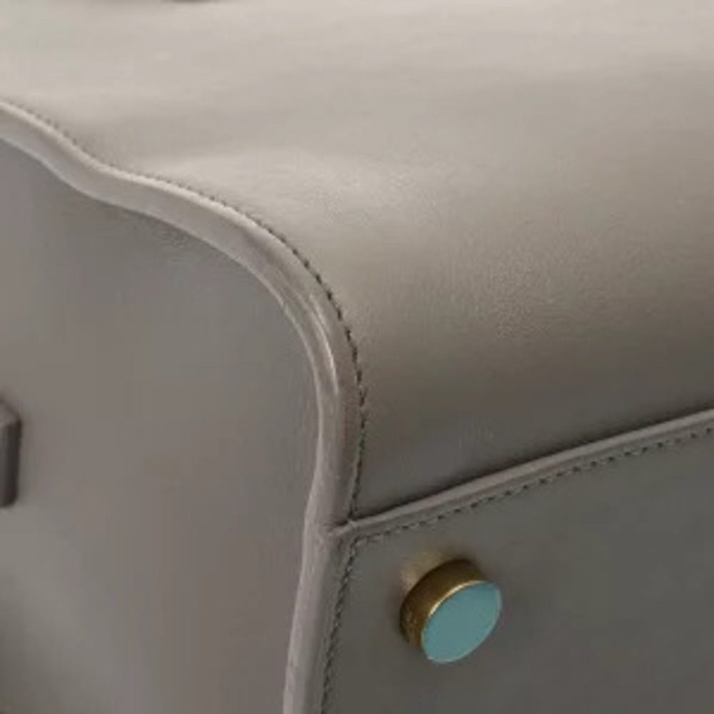 Saint Laurent Baby Cabas Bag Gray Grained Calf Leather Handbag - Picture 7 of 9